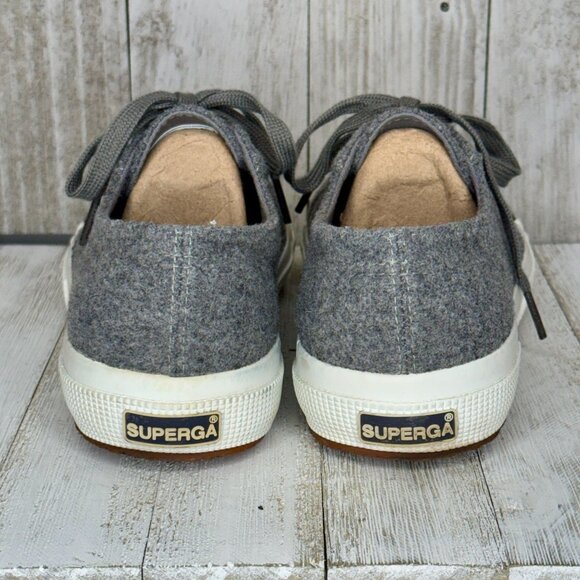 Superga Gray Wool Lace-Up Sneakers Size US 7 - Picture 5 of 10